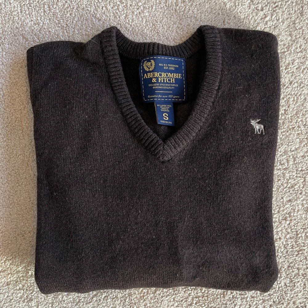 Brown Abercrombie Lambs' Wool Mens Sweater